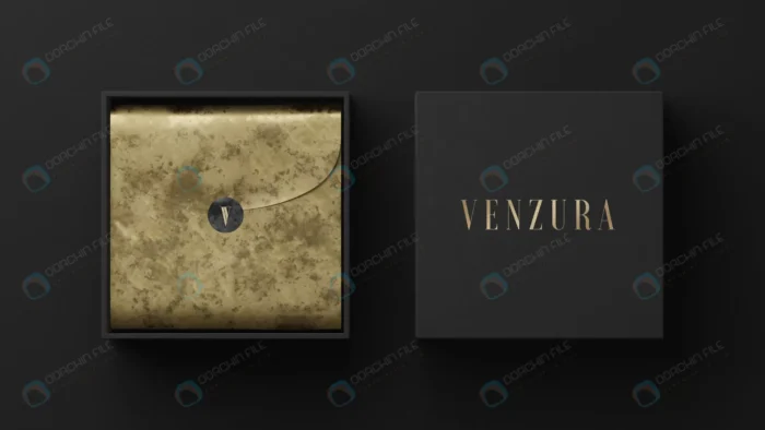 black gold mail box logo mockup brand identity 3d crcdaf5ed00 size122.47mb - title:موکاپ جعبه مشکی - اورچین فایل - format:PSD - فتوشاپ - sku:crcdaf5ed00 - keywords: p_id:84217