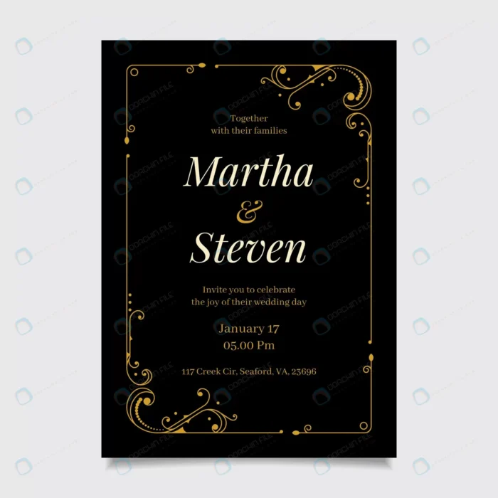 black golden elegant engagement invitation templa crc0e5a1783 size0.61mb - title:کارت دعوت عروسی با پس زمینه مشکی - اورچین فایل - format:EPS - وکتور - sku:crc0e5a1783 - keywords: p_id:89619