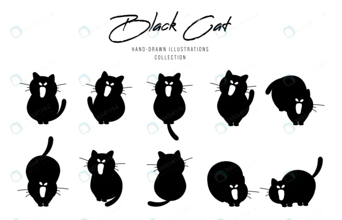 black silhouettes cats halloween hand drawn illus crc97e918d9 size1.13mb 1 - title:مجموعه وکتور سیلوئت گربه - اورچین فایل - format:EPS - وکتور - sku:crc97e918d9 - keywords: p_id:43398