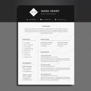 black white cv resume template crc77f96f63 size1.26mb - title:Home - اورچین فایل - format: - sku: - keywords: p_id:18