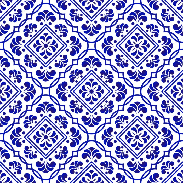 blue white tile pattern crc0badf0ad size8.73mb - title:کاشی بدون درز طرح گل - اورچین فایل - format:EPS - وکتور - sku:crc0badf0ad - keywords: p_id:101131