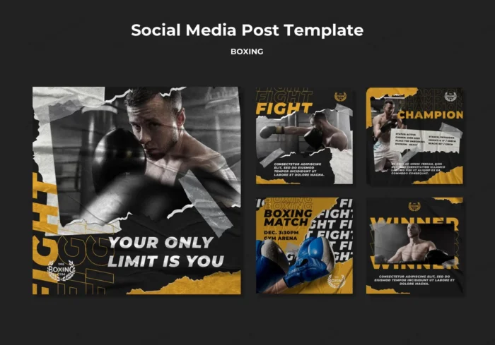 boxing social media post template crcc02e2e43 size274.85mb - title:مجموعه قالب پست اینستاگرام باشگاه بوکس - اورچین فایل - format:PSD - فتوشاپ - sku:crcc02e2e43 - keywords: p_id:92541