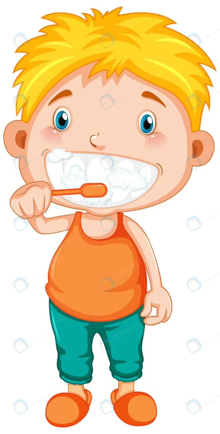 boy cartoon brushing teeth crc39a9e620 size2.89mb - title:وکتور پسر مو طلایی در حال مسواک کردن - اورچین فایل - format:EPS - وکتور - sku:crc39a9e620 - keywords: p_id:77481