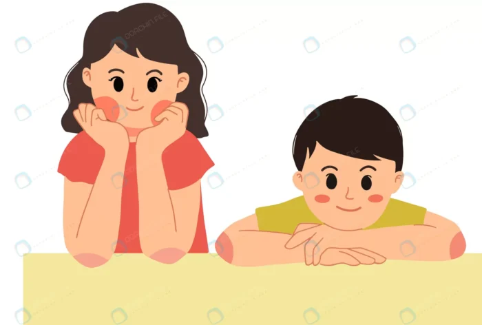boy girl kid posing children happy illustration.j crc33ee73a8 size1.81mb - title:وکتور پسر و دختر با موهای مشکی - اورچین فایل - format:EPS - وکتور - sku:crc33ee73a8 - keywords: p_id:77485