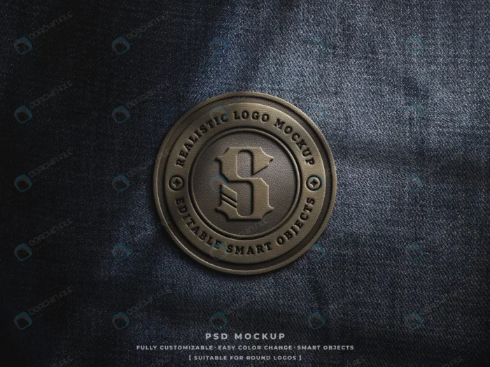 brown leather logo badge patch mockup rough denim crcd64e8128 size80.72mb 1 - title:موکاپ لوگوی قهوه ای رنگ چرم - اورچین فایل - format:PSD - فتوشاپ - sku:crcd64e8128 - keywords: p_id:48256