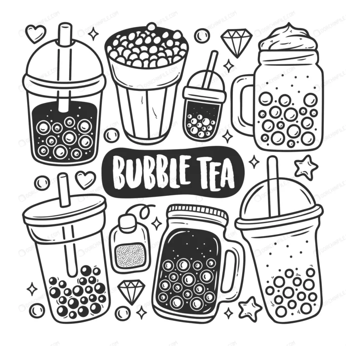 bubble tea icons hand drawn doodle coloring crc6d87e839 size3.71mb - title:مجموعه وکتور نوشیدنی - اورچین فایل - format:EPS - وکتور - sku:crc6d87e839 - keywords: p_id:96781