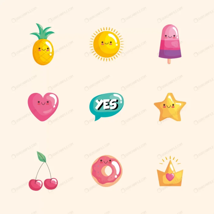 bundle nine kawaii characters crcd33e3748 size2.51mb - title:وکتور شخصیت های کاوایی - اورچین فایل - format:EPS - وکتور - sku:crcd33e3748 - keywords: p_id:94279