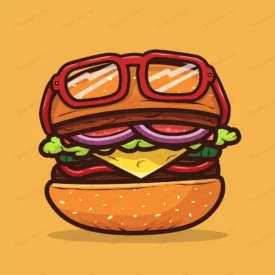 burger illustration with eyeglasses food illustra crcb887b6ef size1.76mb - title:Home Main - اورچین فایل - format: - sku: - keywords: p_id:18