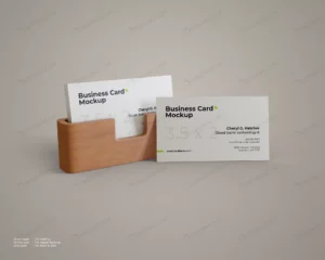 business card mockup with wood holder 2 crc28a2b572 size64.09mb - title:Home - اورچین فایل - format: - sku: - keywords: p_id:18