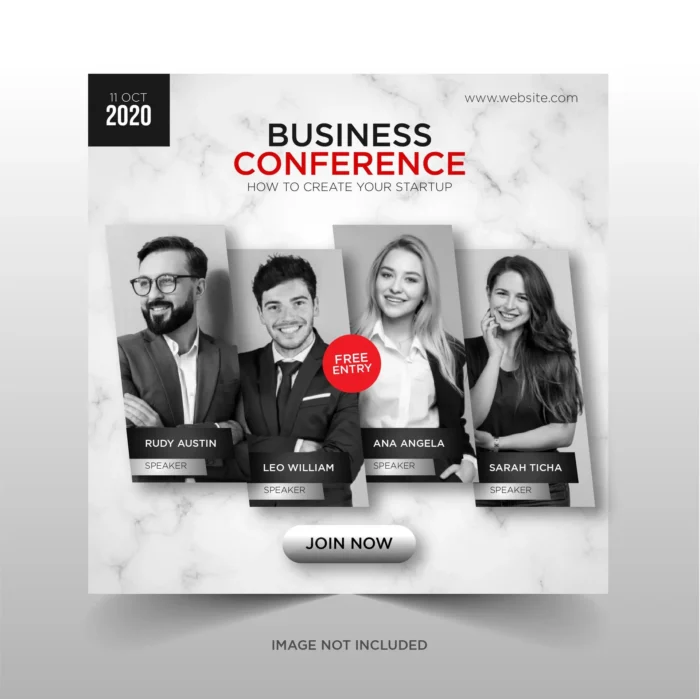 business conference social media banner square flyer template - title:دانلود پست اینستاگرامی ویژه کنفرانس تجاری با طراحی زیبا در فرمت وکتور - اورچین فایل - format:EPS - وکتور - sku:4434 - keywords: p_id:30062