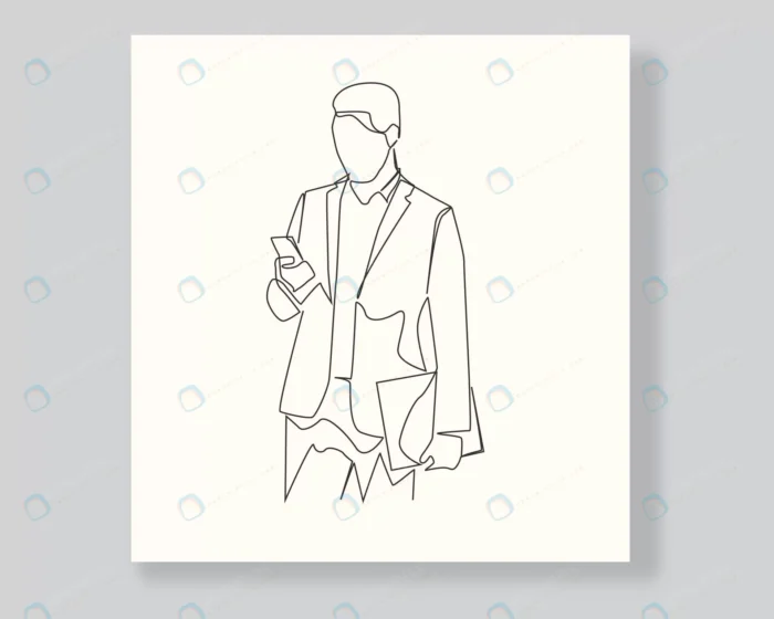 business man line art continuous one line illustr crc13a61a6f size0.90mb - title:وکتور لاین آرت مرد با موبایل - اورچین فایل - format:EPS - وکتور - sku:crc13a61a6f - keywords: p_id:76827