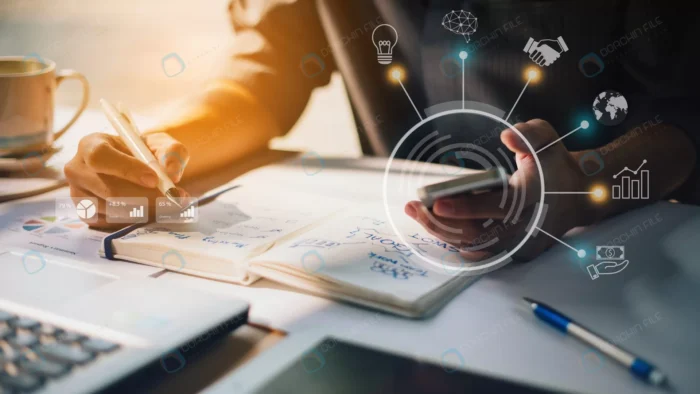 businessman analyzing company financial report wi crc4631153c - title:تصویر استوک مربوط به آنالیز اقتصادی و تکنولوژی - اورچین فایل - format:JPG - استوک - sku:crc4631153c - keywords: p_id:63197