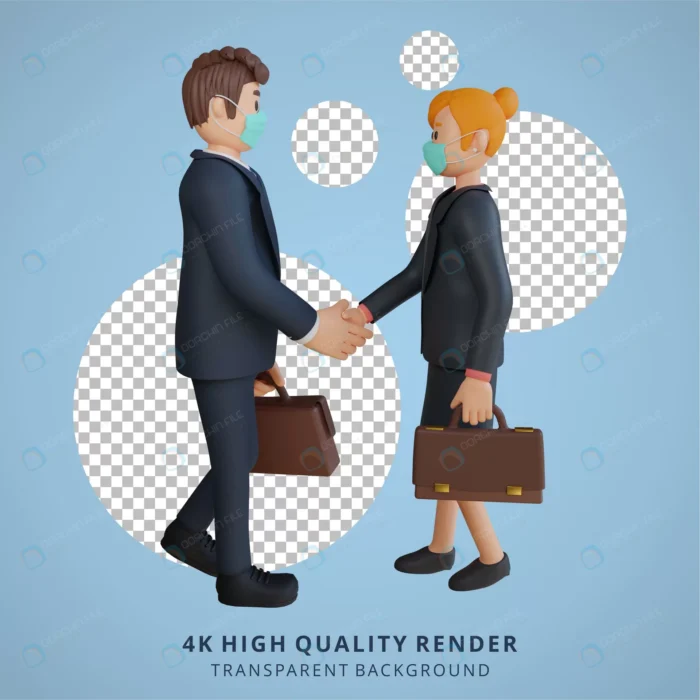 businessman businesswoman character illustration crcfe5f58d2 size10.26mb - title:کاراکتر 3 بعدی همکاران در حال دست دادن - اورچین فایل - format:PSD - فتوشاپ - sku:crcfe5f58d2 - keywords: p_id:49440
