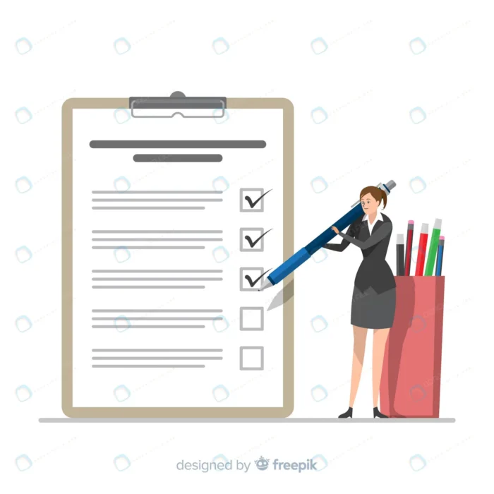 businesswoman checking giant check list backgroun crcc37b9748 size0.65mb 1 - title:وکتور زنی درحال علامت زدن چک مارک ها در چک لیست - اورچین فایل - format:EPS - وکتور - sku:crcc37b9748 - keywords: p_id:48768