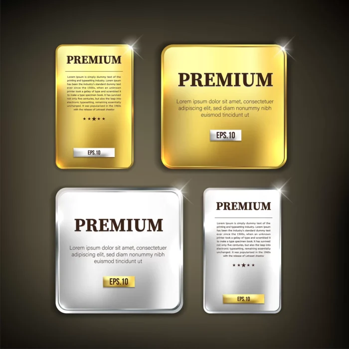 button set premium gold silver - title:باکس طلایی و نقره ای ویژه متن - اورچین فایل - format:EPS - وکتور - sku:3636 - keywords: p_id:29251