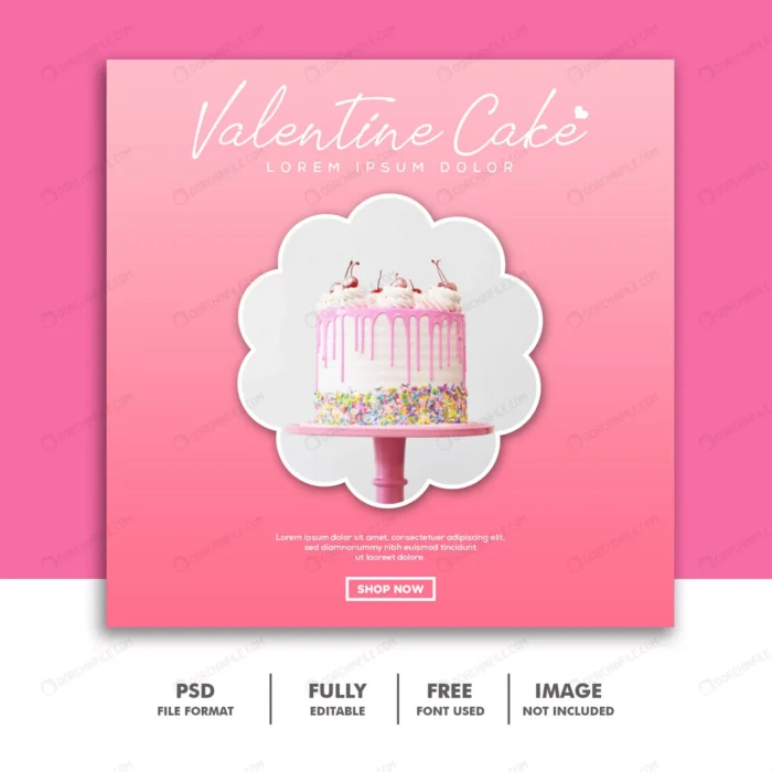 cake valentine banner social media post instagram crce6705907 size0.60mb - title:قالب لایه باز پست اینستاگرام ولنتاین - اورچین فایل - format:PSD - فتوشاپ - sku:crce6705907 - keywords:قالب لایه باز پست اینستاگرام ولنتاین p_id:103799