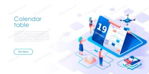 calendar table isometric landing page template crc4d544354 size3.28mb - title:Home - اورچین فایل - format: - sku: - keywords: p_id:18