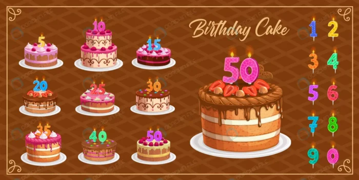 candles birthday cakes with age numbers from one crcc31d7f2d size5.97mb - title:مجموعه وکتور المان های تولد - اورچین فایل - format:EPS - وکتور - sku:crcc31d7f2d - keywords: p_id:59906