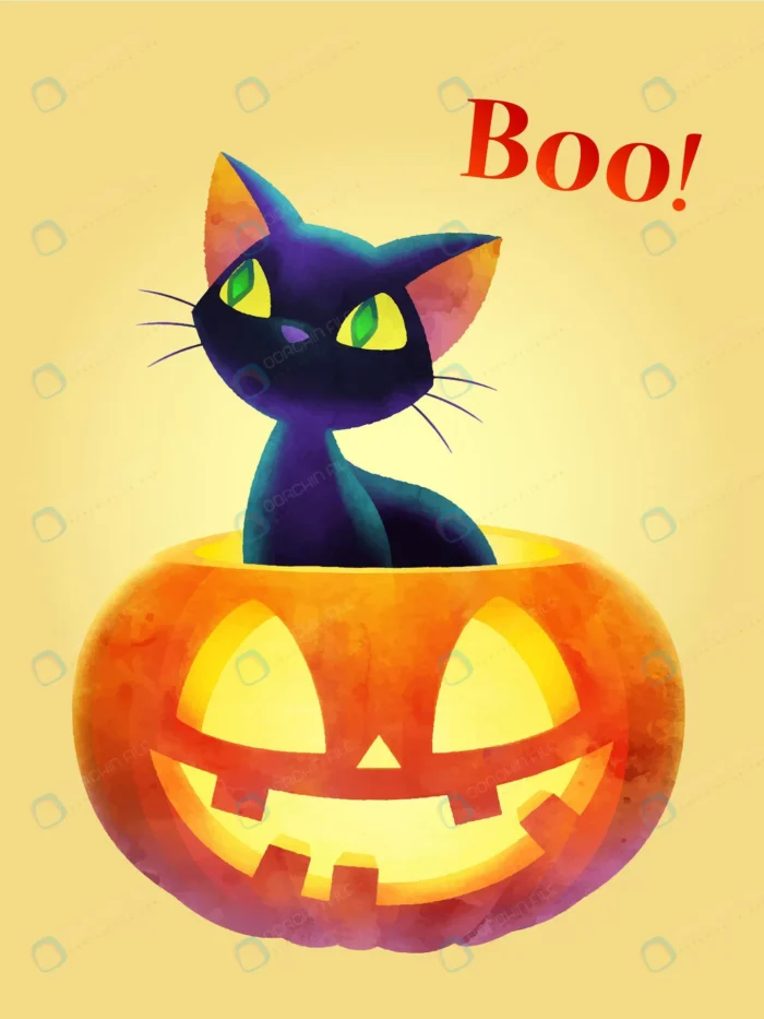 cartoon black cat pops out off face pumpkin again crc9f211af2 size7.05mb - title:وکتور تصویر کارتونی گربه سیاه داخل کدو تنبل - اورچین فایل - format:EPS - وکتور - sku:crc9f211af2 - keywords: p_id:64444