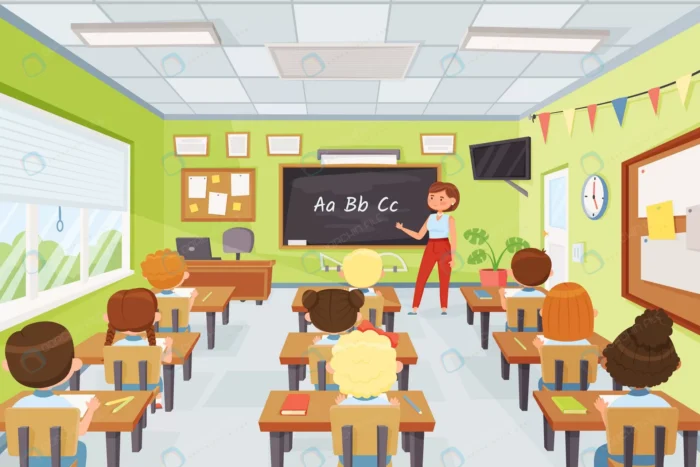 cartoon kids teacher classroom elementary school crc93542c94 size1.88mb 1 1 - title:وکتور کلاس حضوری با کاراکتر معلم - اورچین فایل - format:EPS - وکتور - sku:crc93542c94 - keywords: p_id:43498