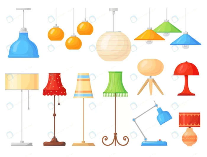 cartoon lamps home interior floor table torcheres crcccaa941e size0.80mb - title:وکتور انواع لوستر و آباژور - اورچین فایل - format:EPS - وکتور - sku:crcccaa941e - keywords: p_id:85983