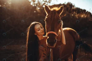 caucasian woman near brown horse during sunny day crcf9f4e1f5 size17.38mb 6000x4000 - title:Home - اورچین فایل - format: - sku: - keywords: p_id:18