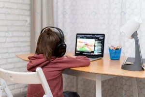 child wearing headphones attending online courses crcf1622738 size2.41mb 5869x3905 - title:Home - اورچین فایل - format: - sku: - keywords: p_id:18