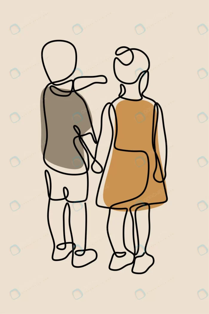 children boy girl holding hand oneline continuous crcdcb8faf2 size0.67mb - title:وکتور مینیمال مرد و زن - اورچین فایل - format:EPS - وکتور - sku:crcdcb8faf2 - keywords: p_id:52136