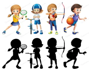 children doing different sports set with silhouet crc601bcbae size7.35mb - title:Home - اورچین فایل - format: - sku: - keywords: p_id:18