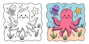 children s coloring illustration with octopus cr crc5655641a size2.53mb - title:Home - اورچین فایل - format: - sku: - keywords: p_id:18