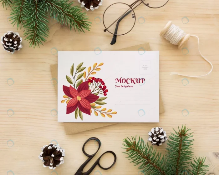 christmas eve assortment with card envelope mock crce5569771 size53.14mb - title:موکاپ کارت تبریک روز کریسمس - اورچین فایل - format:PSD - فتوشاپ - sku:crce5569771 - keywords: p_id:78023