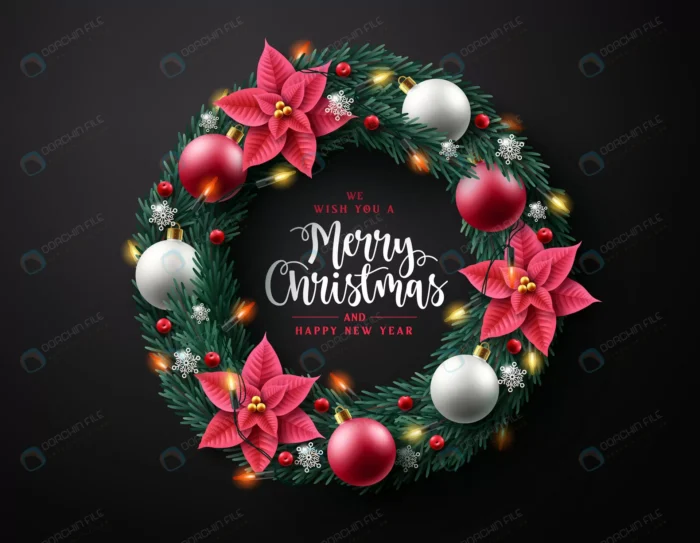 christmas wreath vector design merry christmas te crcf192935e size13.44mb - title:حلقه گل کریسمس با فرمت وکتور - اورچین فایل - format:EPS - وکتور - sku:crcf192935e - keywords: p_id:86685
