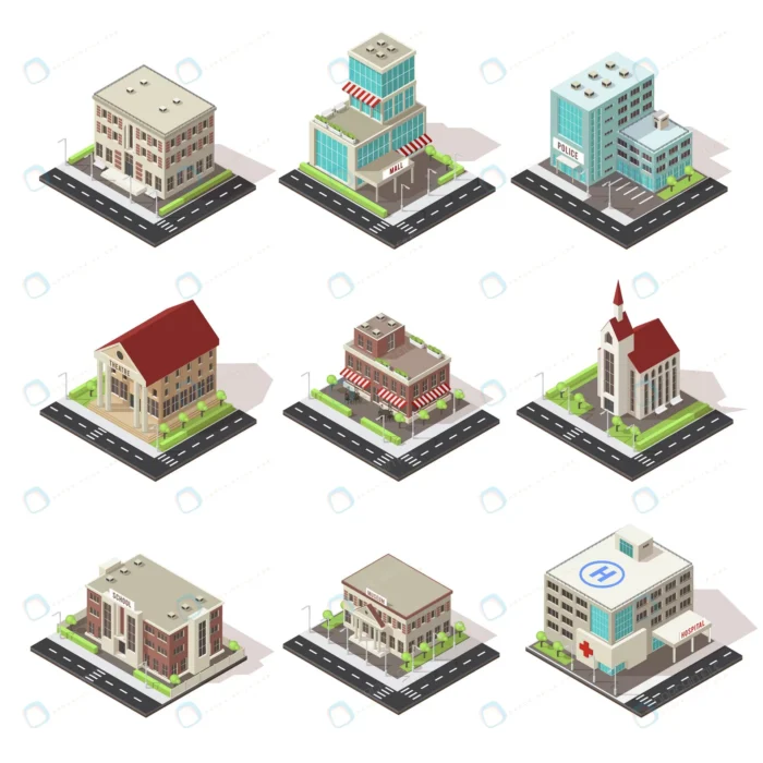 city buildings roads isometric icons set crcccf88208 size5.82mb - title:ساختمان های ایزومتریک شهر با فرمت وکتور - اورچین فایل - format:EPS - وکتور - sku:crcccf88208 - keywords: p_id:34895
