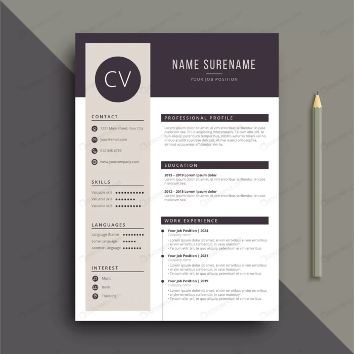 clear professional resume cv template crcd3481b0d size1.60mb - title:قالب آماده برای رزومه کاری - اورچین فایل - format:EPS - وکتور - sku:crcd3481b0d - keywords: p_id:101531