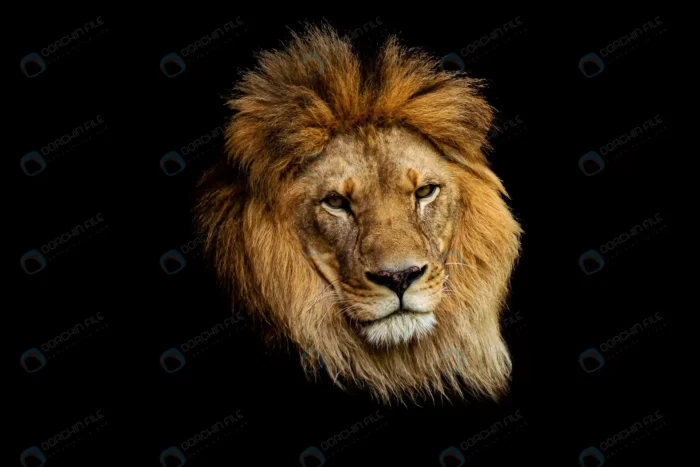 closeup shot lion s face isolated dark crcbc337e35 - title:تصویر استوک صورت شیر - اورچین فایل - format:JPG - استوک - sku:crcbc337e35 - keywords: p_id:47702