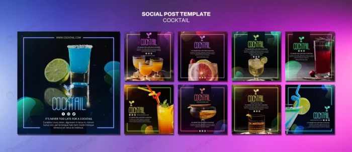 cocktail concept social media post template crc62884332 size132.94mb - title:مجموعه قالب آماده پست اینستاگرام با فرمت فتوشاپ - اورچین فایل - format:PSD - فتوشاپ - sku:crc62884332 - keywords: p_id:91447
