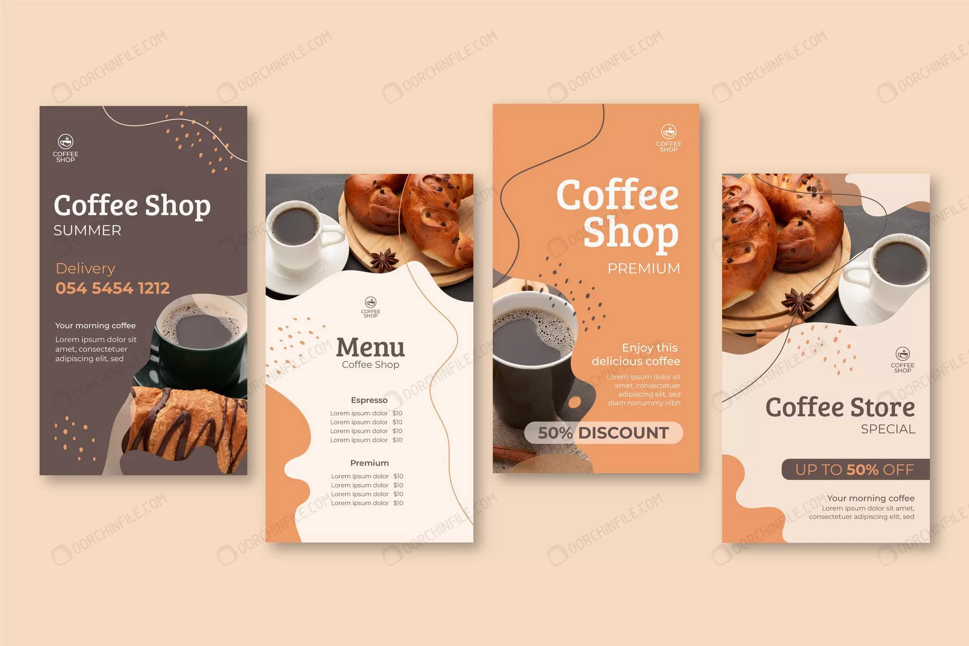 coffee shop instagram stories crca7f5c566 size1.94mb - title:قالب آماده استوری اینستاگرام کافی شاپ - اورچین فایل - format:EPS - وکتور - sku:crca7f5c566 - keywords: p_id:92471