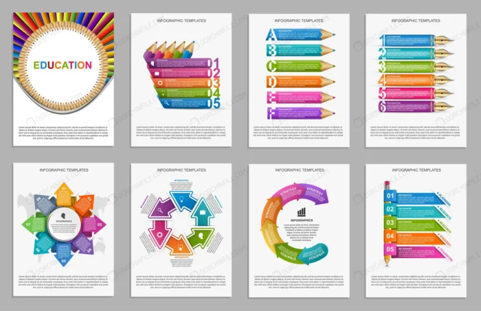 collection infographics presentations crcec1f3461 size7.21mb - title:مجموعه اینفوگرافیک آموزشی - اورچین فایل - format:EPS - وکتور - sku:crcec1f3461 - keywords: p_id:98925