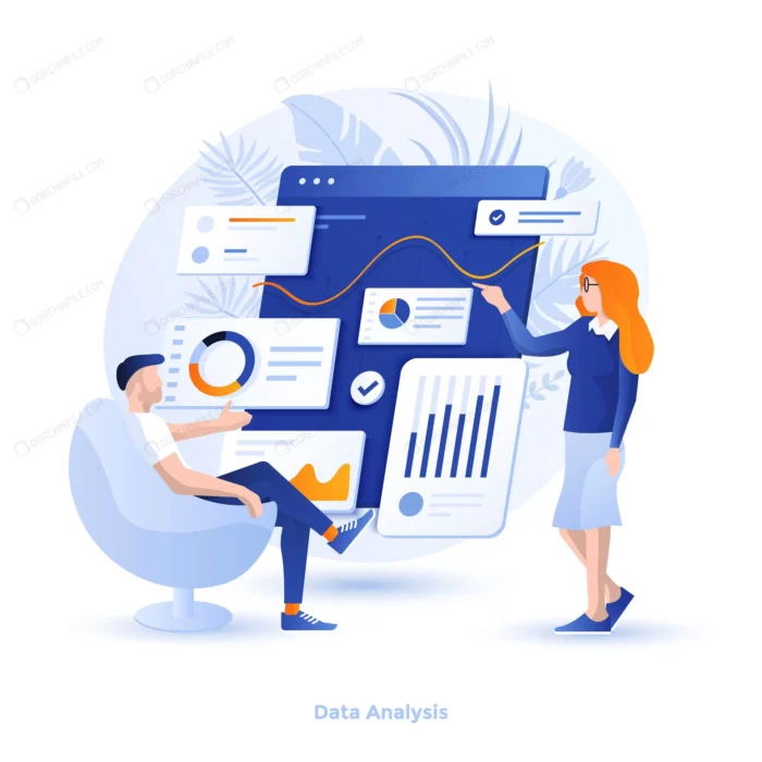 color modern illustration data analysis crc47baa1fd size2.05mb - title:وکتور دختر در حال تجزیه و تحلیل داده ها - اورچین فایل - format:EPS - وکتور - sku:crc47baa1fd - keywords: p_id:91241