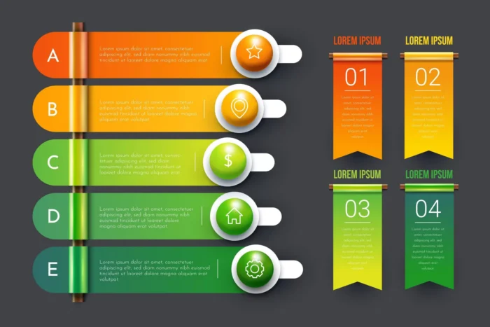 colorful 3d glossy infographic 2 crc094fd817 size1.98mb - title:دانلود طرح اینفوگرافیک با تدارج رنگی - اورچین فایل - format:EPS - وکتور - sku:crc094fd817 - keywords: p_id:38663