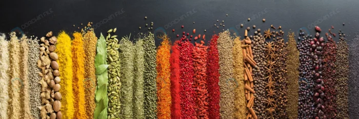 colorful collection spices herbs background black crcbec498d0 - title:بنر انواع ادویه جات - اورچین فایل - format:JPG - استوک - sku:crcbec498d0 - keywords: p_id:84501