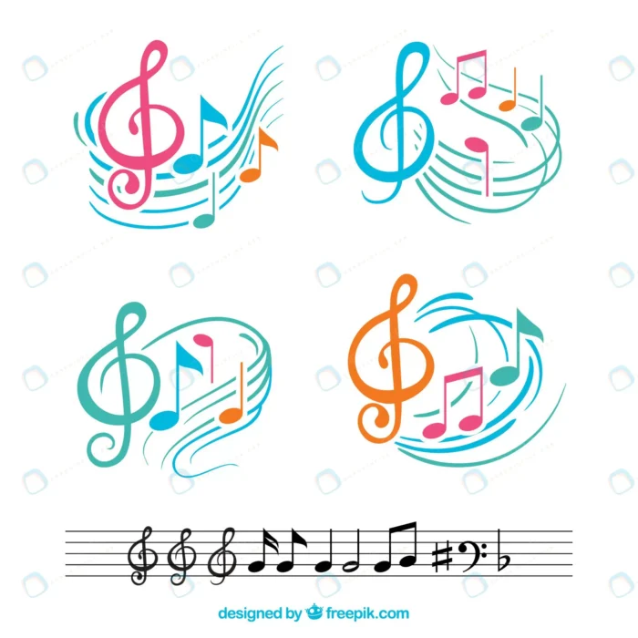 colorful musical notes with abstract staves rnd782 frp1013567 1 - title:وکتور نت های رنگی موسیقی - اورچین فایل - format:EPS - وکتور - sku:frp1013567 - keywords: p_id:70513