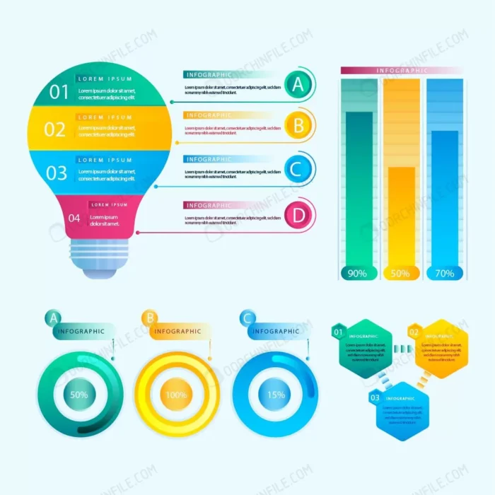 colorful set infographic elements with gradient s crcb2360d80 size2.32mb - title:مجموعه اینفوگرافیک مرحله ای با فرمت وکتور - اورچین فایل - format:EPS - وکتور - sku:crcb2360d80 - keywords: p_id:98935