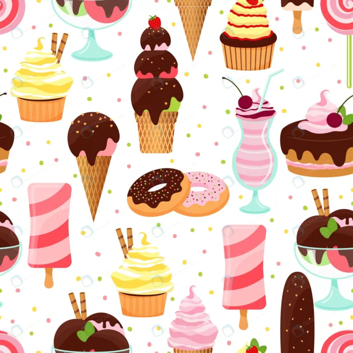 colorful vector ice cream and sweets seamless bac crc6c96c113 size3.38mb - title:دانلود وکتور پترن بستنی و شیرینی - اورچین فایل - format:EPS - وکتور - sku:crc6c96c113 - keywords: p_id:39802