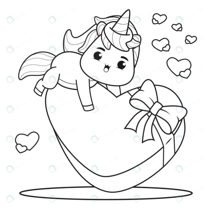 coloring book cute unicorn valentine s day illust crc5e9dc827 size1.10mb - title:یونیکورن با قلب برای رنگ آمیزی - اورچین فایل - format:EPS - وکتور - sku:crc5e9dc827 - keywords: p_id:40375