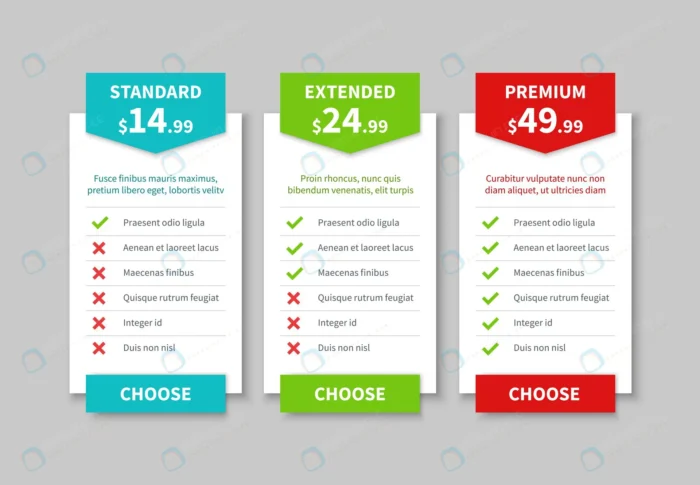 comparison pricing list price plan table product crc60f44bb6 size2.08mb - title:قالب قیمت محصول - اورچین فایل - format:EPS - وکتور - sku:crc60f44bb6 - keywords: p_id:89923