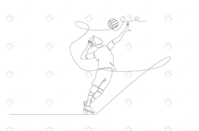 continuous line drawing male playing volleyball v crc041ccb1b size0.60mb - title:وکتور لاین آرت پسر والیبالیست - اورچین فایل - format:EPS - وکتور - sku:crc041ccb1b - keywords: p_id:76853