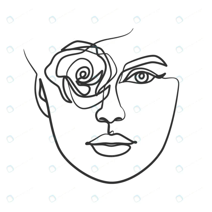 continuous line drawing woman face woman face wit crc689ebe3e size0.41mb 1 - title:وکتور نقاشی خطی پرتره دختر - اورچین فایل - format:EPS - وکتور - sku:crc689ebe3e - keywords: p_id:52376