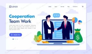 cooperation team work landing page website illust crc47bcd6e1 size1.38mb - title:Home - اورچین فایل - format: - sku: - keywords: p_id:18