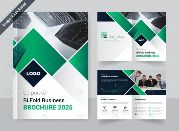 corporate bi fold business brochure design templa crc6b175421 size2.10mb - title:قالب بروشور تجاری به رنگ سبز و سفید - اورچین فایل - format:EPS - وکتور - sku:crc6b175421 - keywords: p_id:78475
